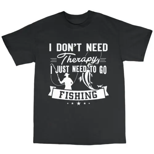 Fishing Therapy T-Shirt Cotton Fisherman Tackle Bait Gift Present