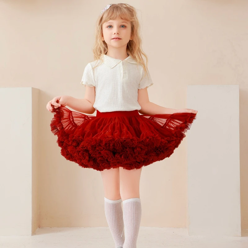 

Tulle Tutu Skirt Extra Puffy Princess Skirt For Children's Day, Holiday Party Outfit Soft Tutu , Elastic Waistband Pettiskirt