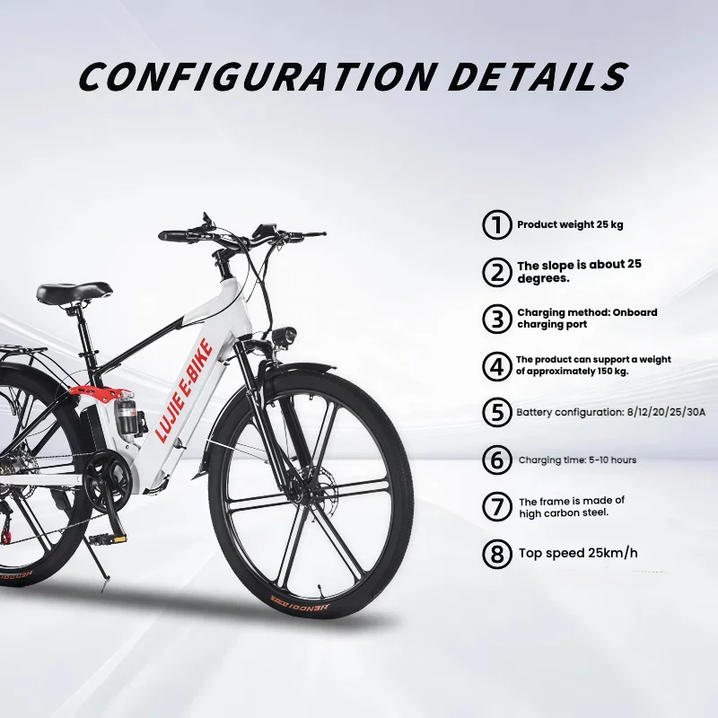 400W Brushless Rear Hub Motor 26-Inch Mountain Bike, 12 Speed, Waterproof Lithium Battery for Outdoor Trail Riding