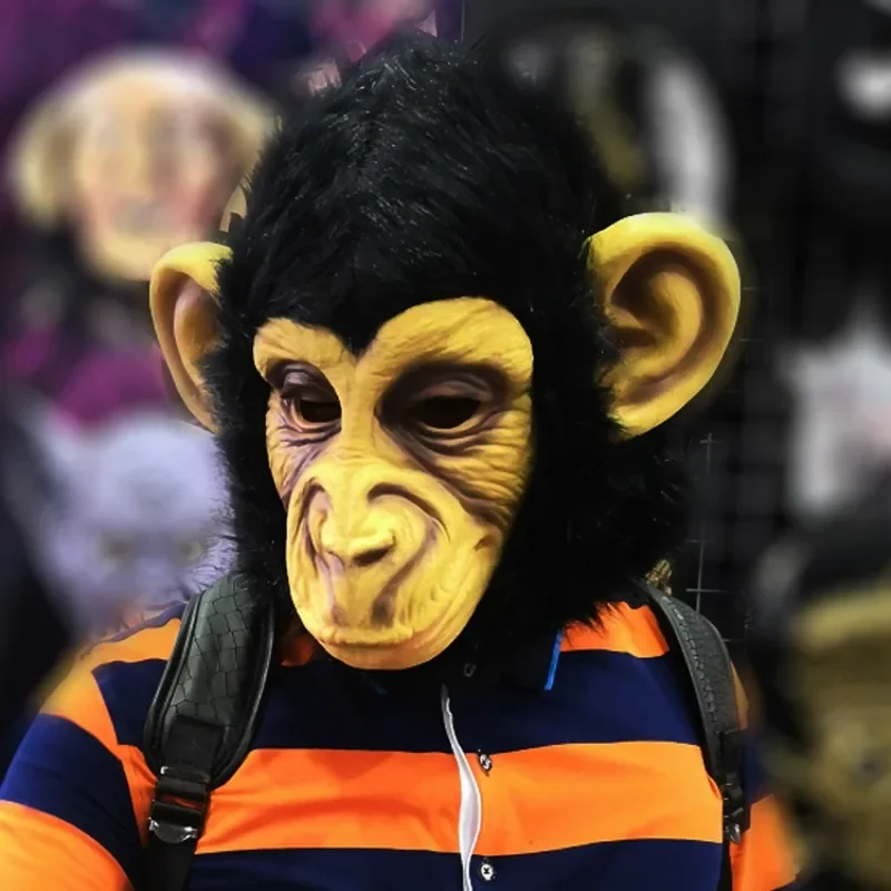 

CosplayRealistic Monkey Latex Masks Headgear Baboon Orangutan Ape Gorilla Cosplay Halloween Full Face Hood Animal Adult Pub Part
