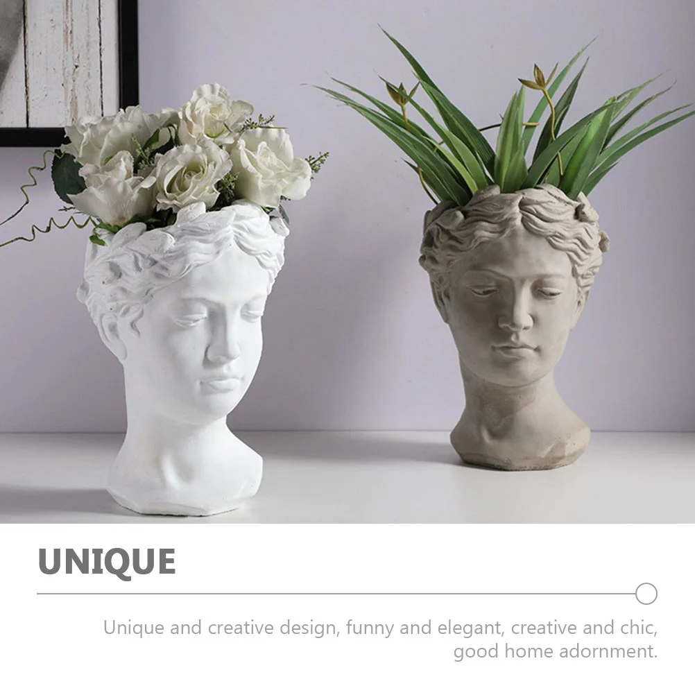 Human Head Flowerpot Office Plant Decor Decorative 21x16cm Resin Face Succulents Pots Nordic Home Vase