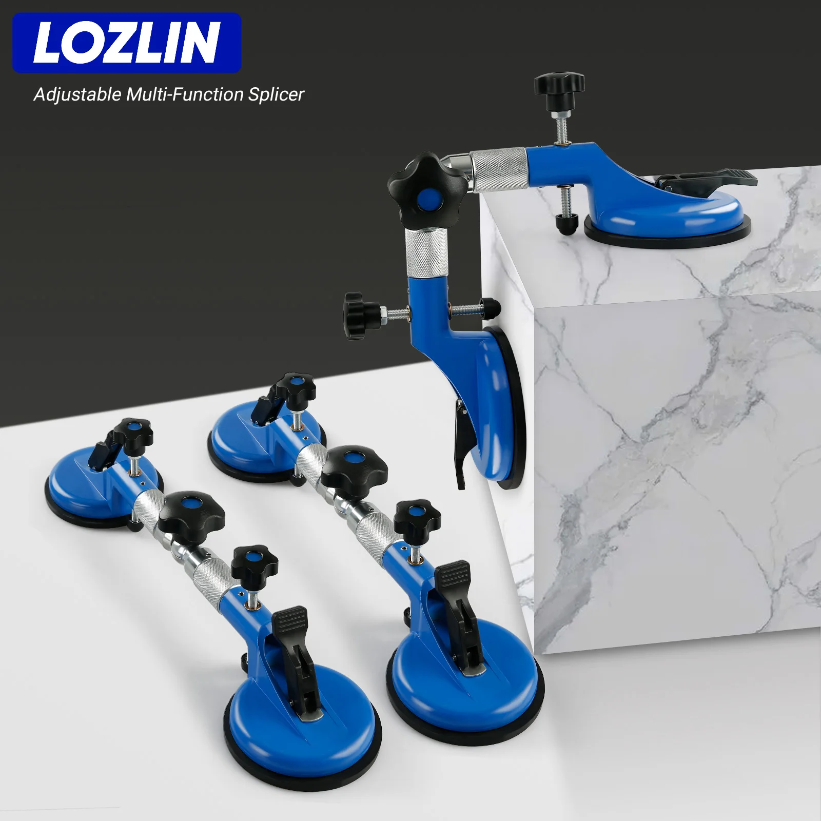 

LOZLIN 360Degree Angle Adjustable Fixed Splicing Suction Cup Tensioner & Countertop Leveler - Seamless Joint Tool for Tiles/Marble, Heavy-Duty Glass Leveling & Seaming Device Installation Tool