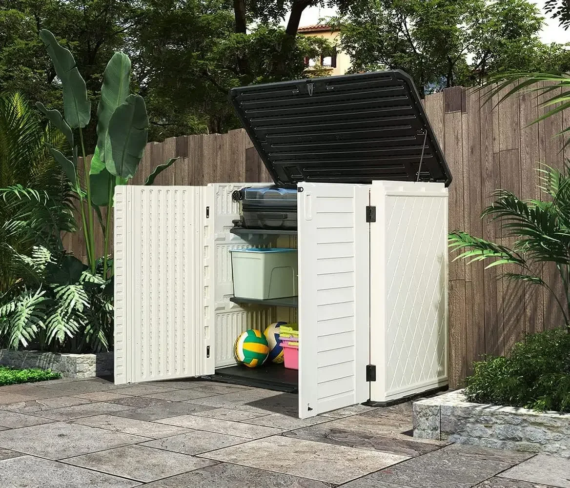 

Storage Shed Weather Resistance, Multi-Purpose Outdoor Storage Cabinet for Backyards and Patios