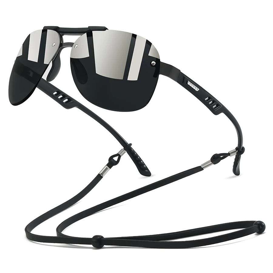 نظارات شمسية كلاسيكية متدرجة كبيرة الحجم مع سلسلة للرجال والنساء في الهواء الطلق للقيادة والصيد وتسلق الجبال نظارات أمان