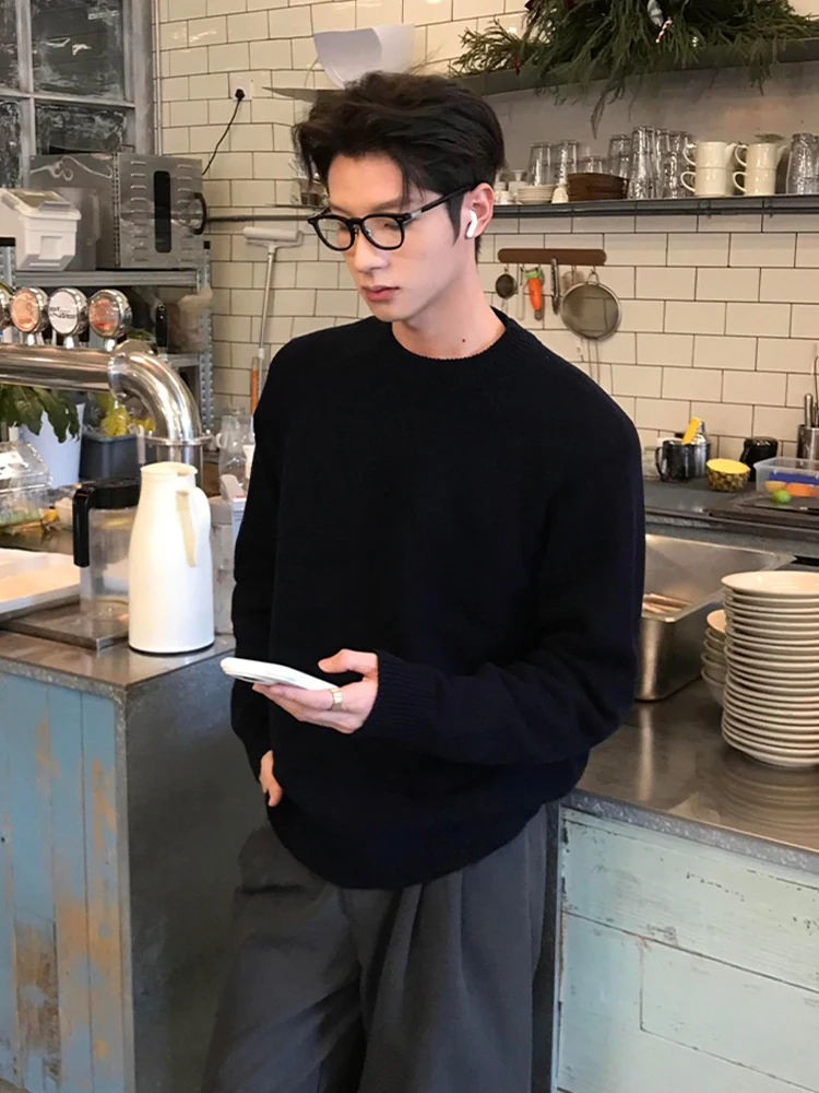 

Мужской теплый трикотажный пуловер с круглым вырезом и начесом Bla Fce, удобная мягкая свободная повседневная футболка для зимы