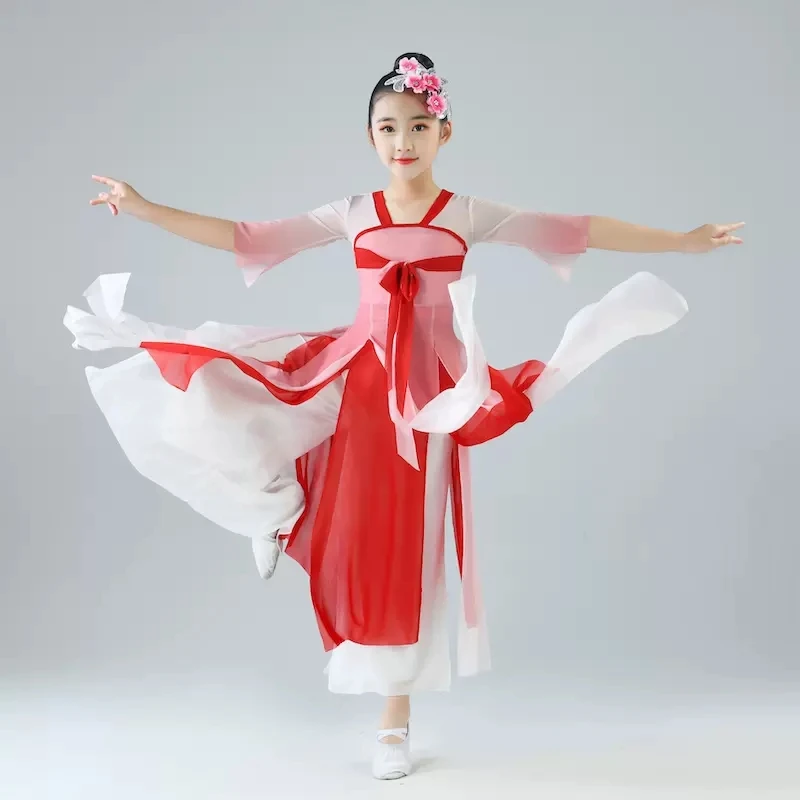 Chinese costume hanfu new children's classical stage costumes umbrella dance ethnic girls Yangko clothing fan dance