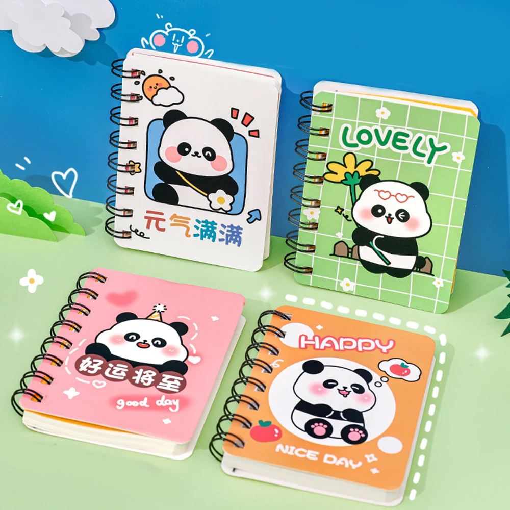Cartoon Notebook Stationery Pocket Learning Supplies Panda Coil Book INS Notebook Portable Mini Cute Student Notebook