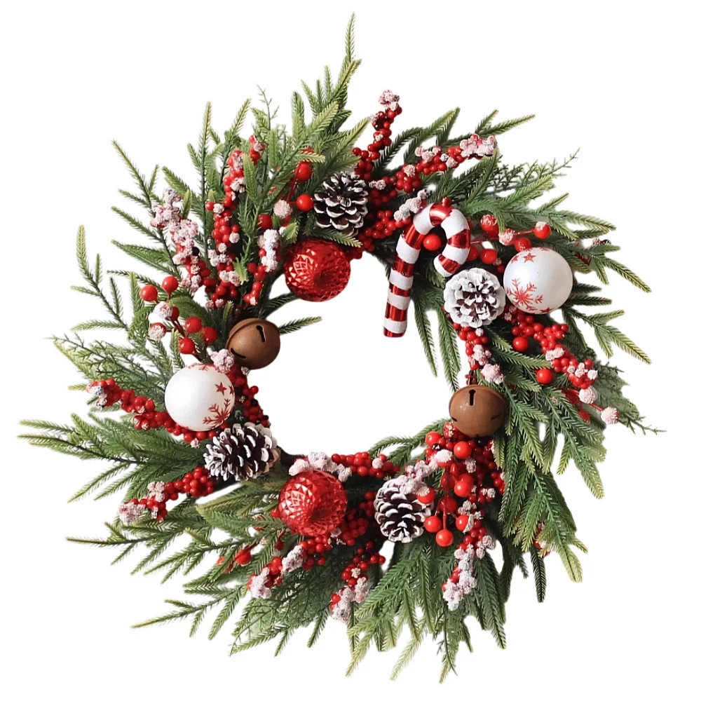

Christmas Garland Decorations Artificial Wreath Door Hanging Window Props Background Christmas Thanksgiving Props Accessories
