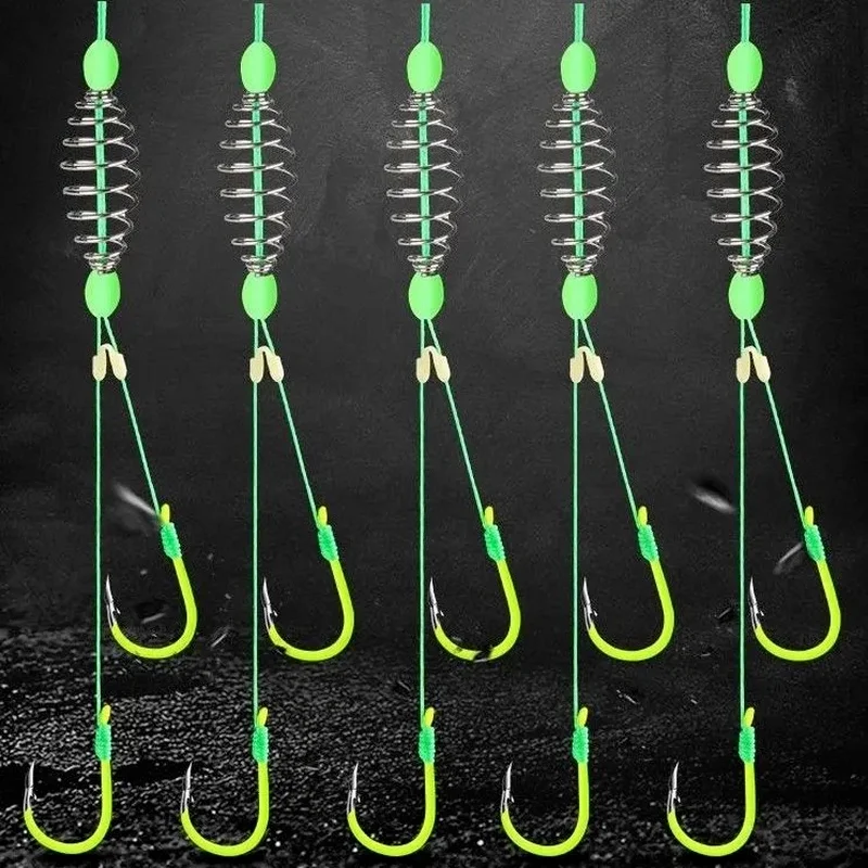 5 Pairs/Lot Double Hooks Carbon Steel Fishing Hook with PE Line Anti-winding Carp Crucian Carp Bighead Carp Fishing Accessories