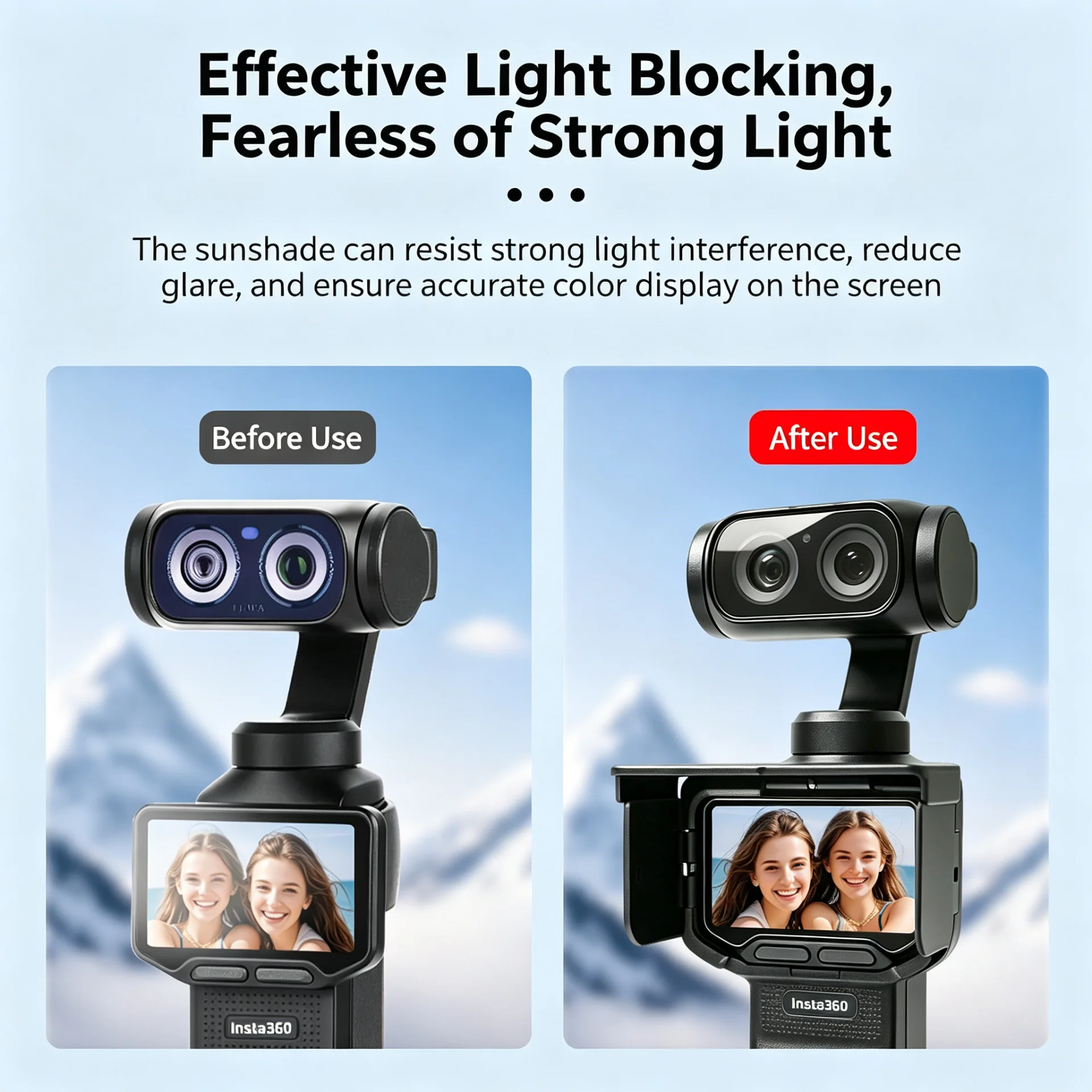Magnetic Folding Sun‑Shade Hood Anti‑Glare Screen Protective Cover Display Shield Accessory for Insta360 Luna Action Camera