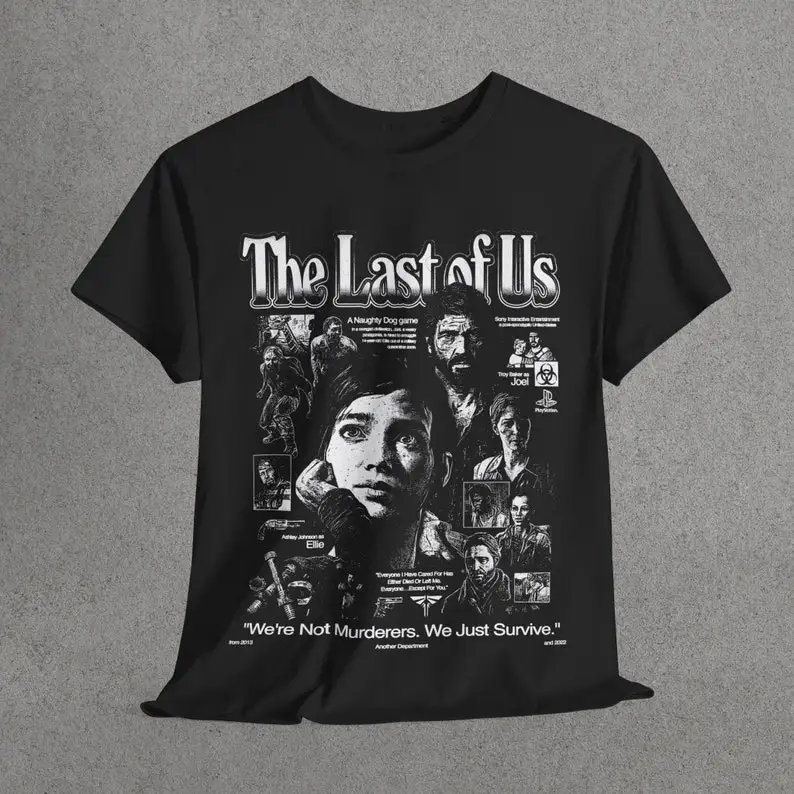 the LAST OF US Vintage Shirt, Homage Tshirt, Fan Tees, Retro 90s T-shirt Fan Art ellie and joel top