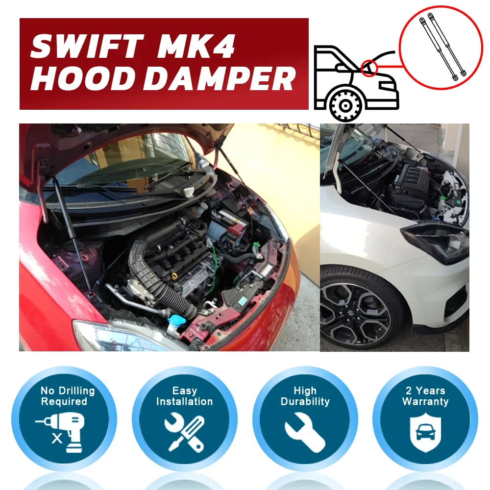 for Suzuki Swift /Swift Sports MK4 2017-2021 Front Hood Bonnet Modify Gas Strut Carbon Fiber Spring Damper Lift Support Absorber
