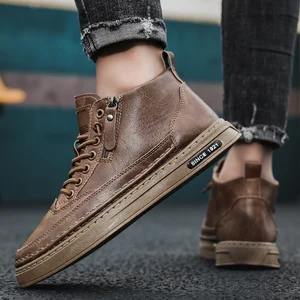 Men's leather boots with soft sole, casual for work, versatile, hot, luxurious, outdoor, fashion, fall, winter 10 Main Sales Boot Leather - №8