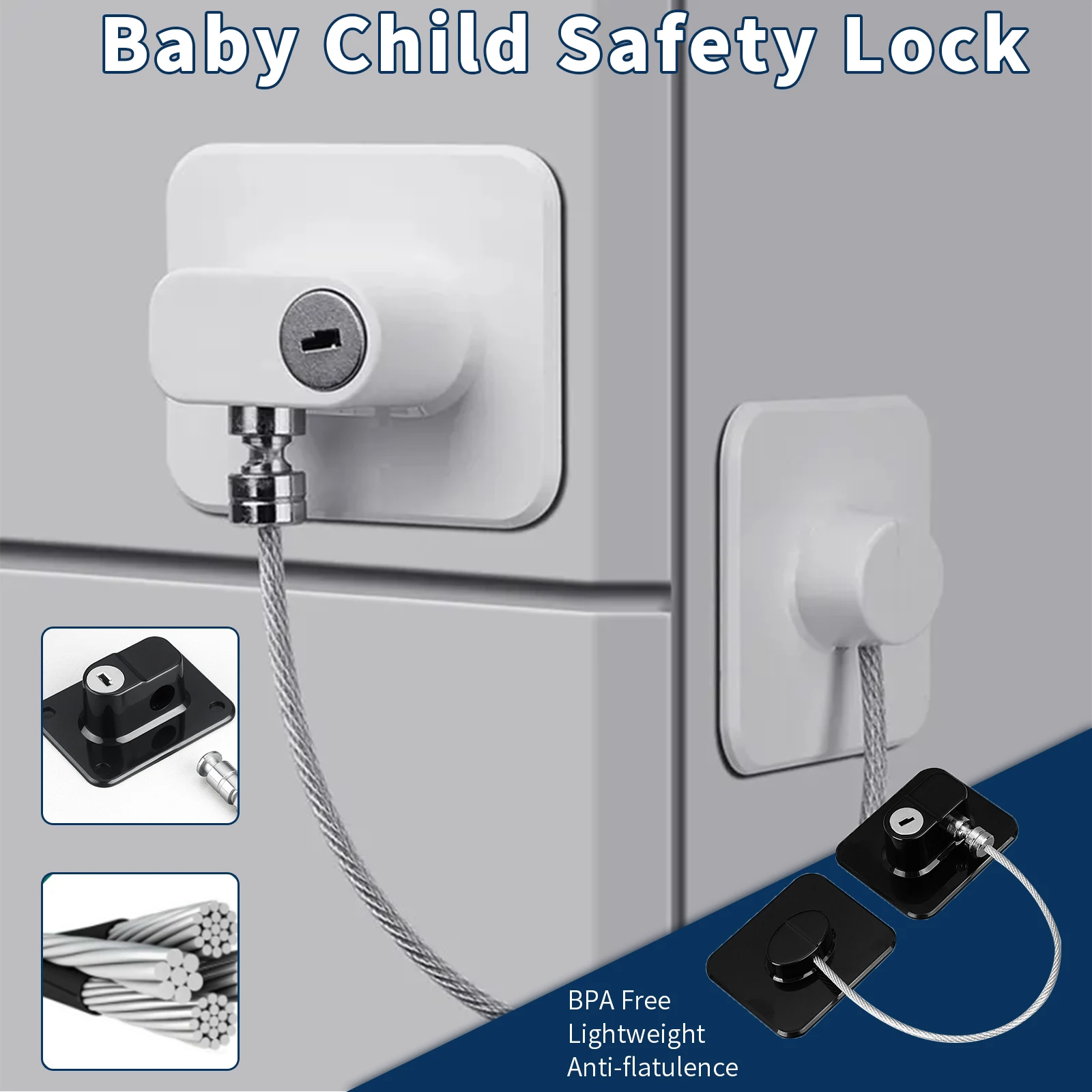 

Baby Child Safety Protection Lock Window Refrigerator Opening Security Cable Door Lock For Kids Safety Protector Protection Chil