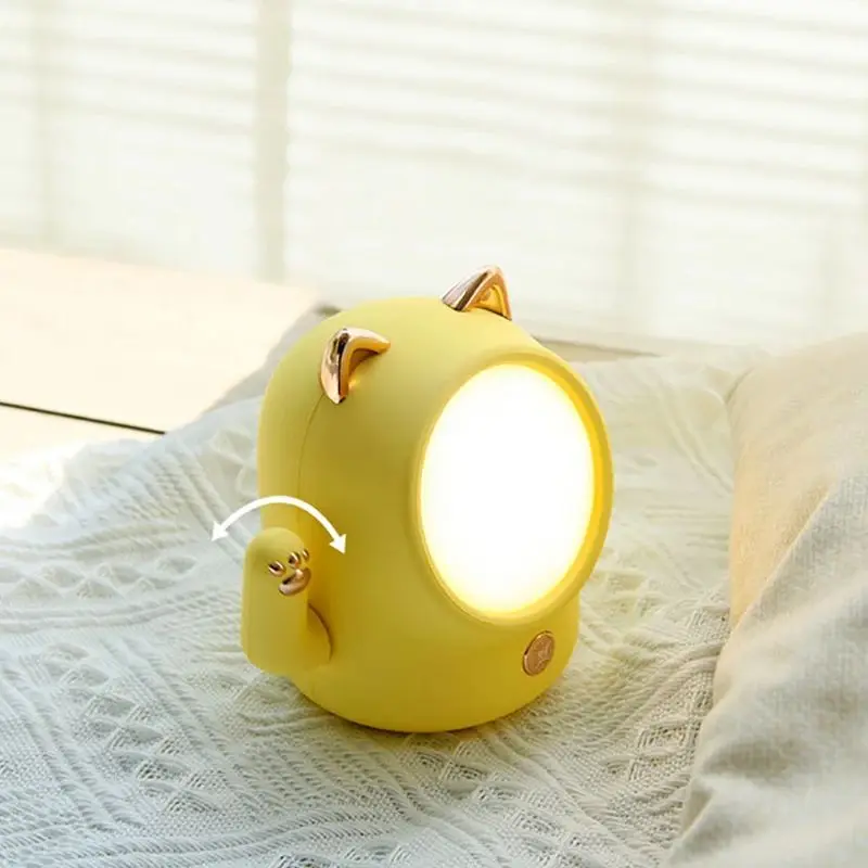 Сенсорный ночник с котом, USB зарядка для детей, красочная Праздничная креативная лампа для сна, настольное украшение