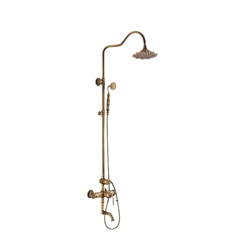 

Cross-border European antique shower shower set bathroom bathroom brass light luxury water mixing valve rain shower head