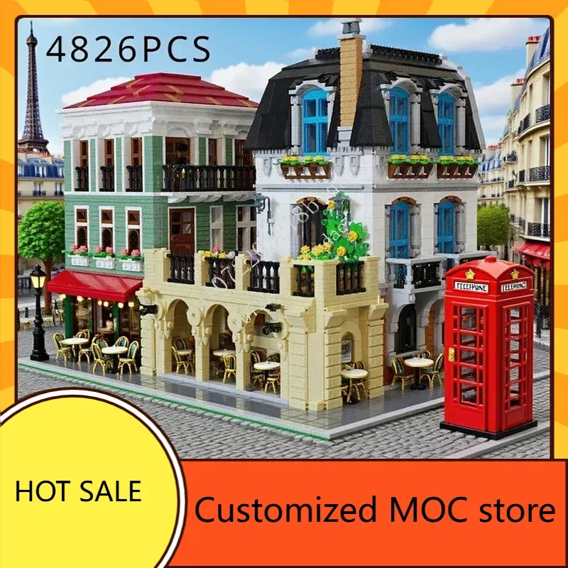 

4826 шт., угловой двор, хит продаж, набор головоломок MOC StreetView, креативная городская архитектура, сборка на день рождения, Рождественский подарок