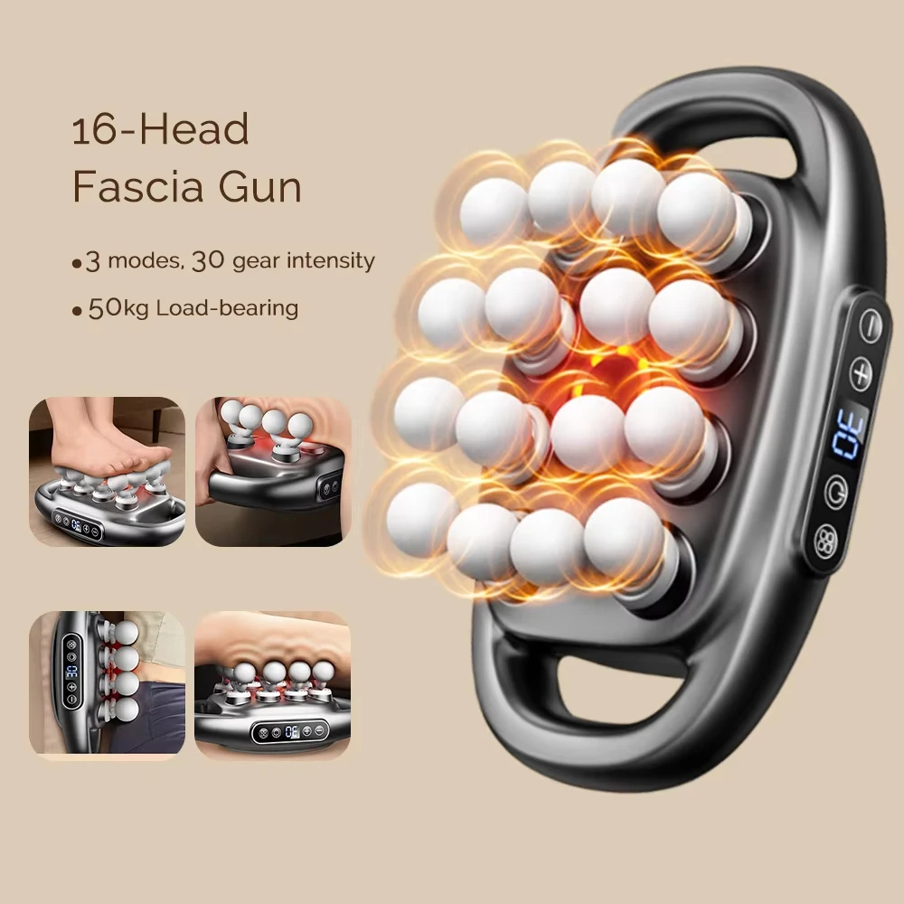 

16-Head Fascia Gun High-Frequency Vibration Body Massage Gun Back and Waist Massager Neck Shoulder Massager Muscle masajeador
