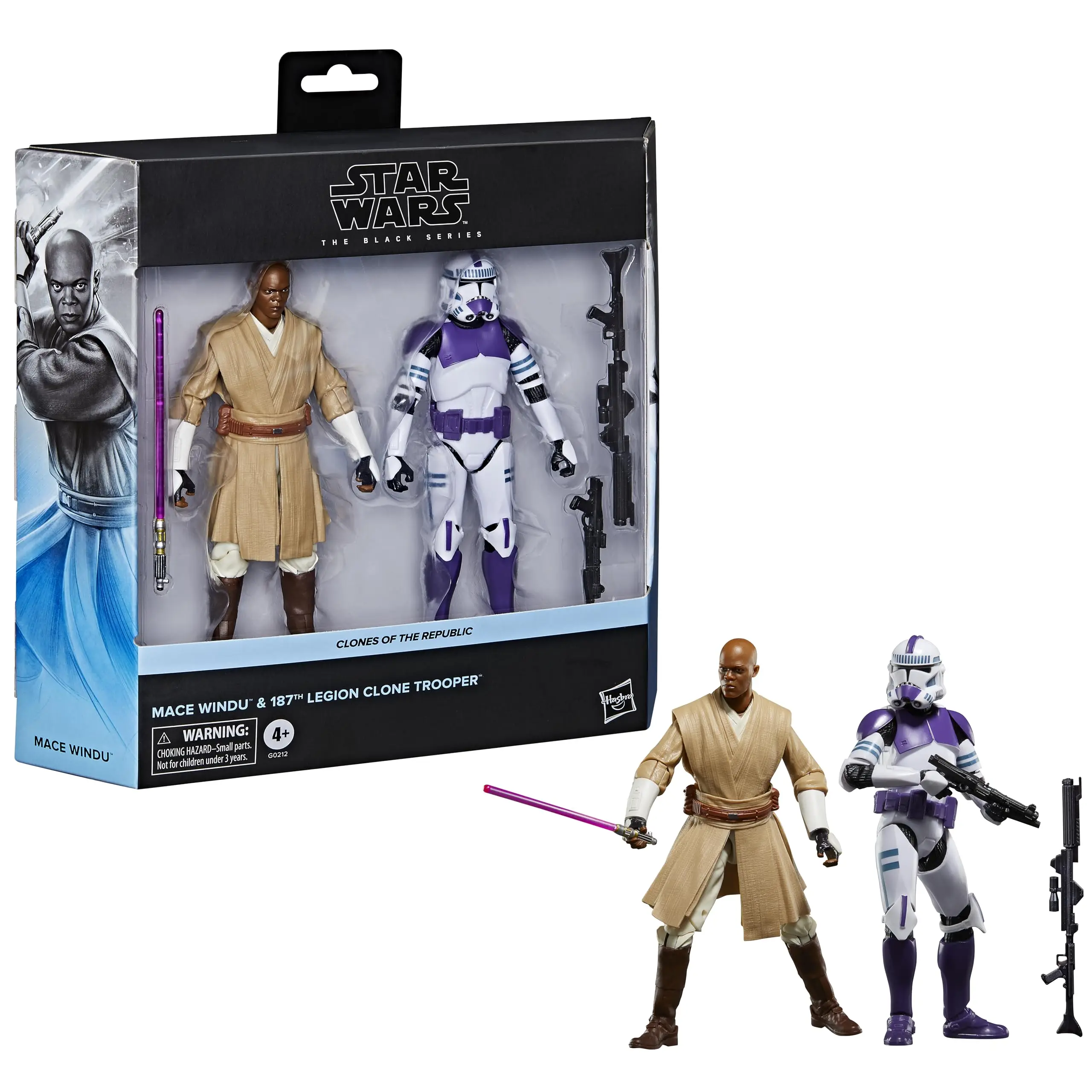 

Hasbro STAR WARS Черная серия Mace Windu и 187th Legion Clone Trooper 6-дюймовая масштабная фигурка G0212
