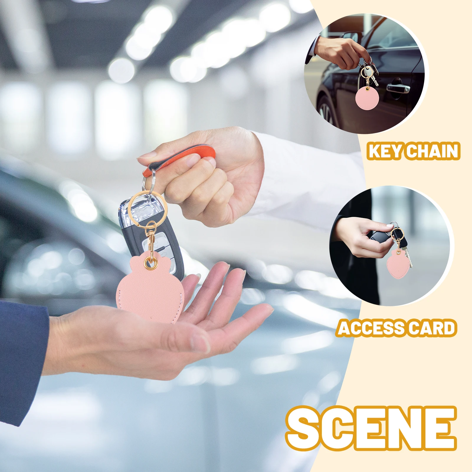 2 pçs pu rfid fob titular chaveiro tag capa protetora resistente a riscos titular do cartão rfid para chaveiro de indução fob