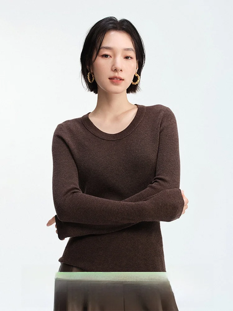 

Весна 2026: Женский повседневный свитер с круглым вырезом, удобный, из шерстяной смеси, вязаный, модный, универсальный, толстый, длинный.