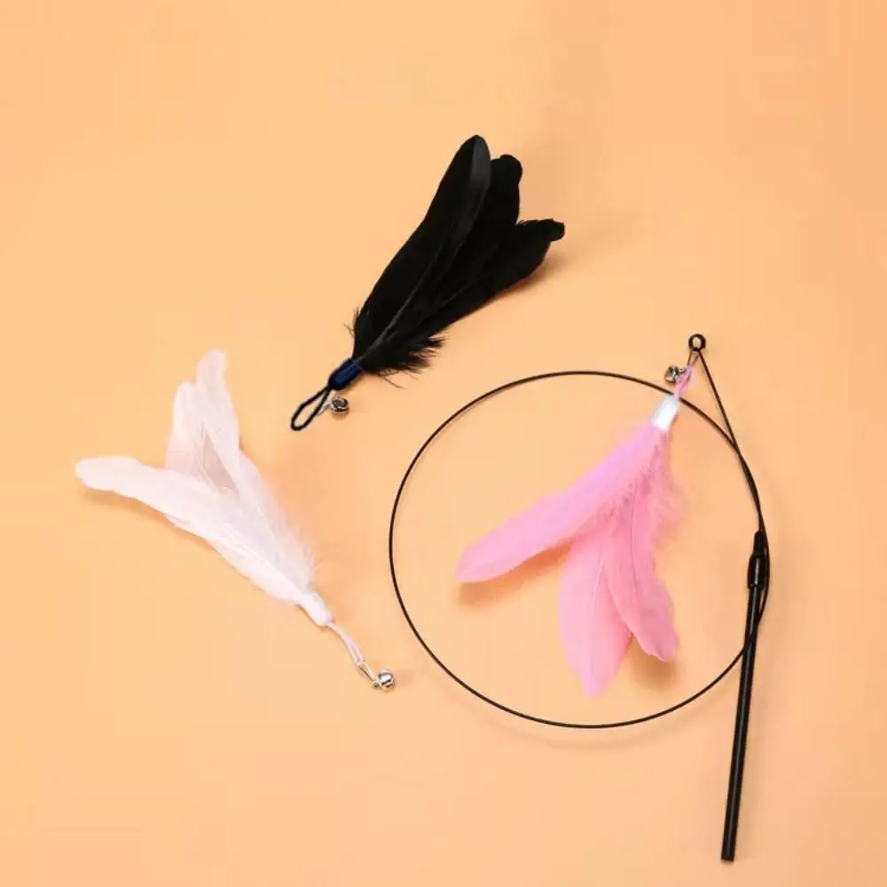 

New Detachable Cat Teasing Wand 80CM With Bell Feathers Wand Bite-resistant Long Pole Cats Cat Accesorios