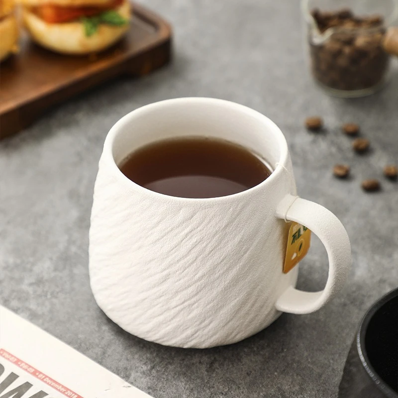 Ceramic Stone Pattern Solid Color Mug Simple Large Capacity Drinking Cup Office Daily Household Use