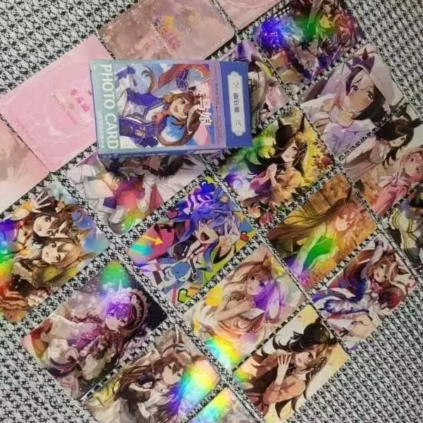 55PCS Anime Umamusume: Pretty Derby Special Week Laser Small Card Peripheral Sticker Photo Postcard Poster Photo Collection