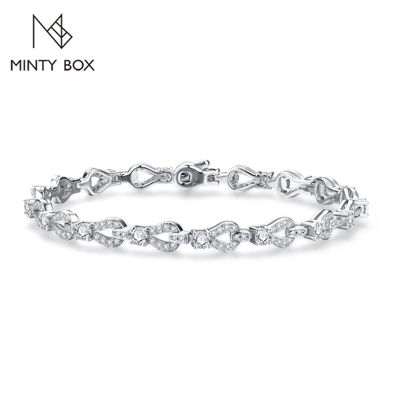 

MINTYBOX Moissanite Bracelets S925 Sterling Sliver Tennis Bracelet for Women Certificated 18K Gold Plated Engagement Wedding