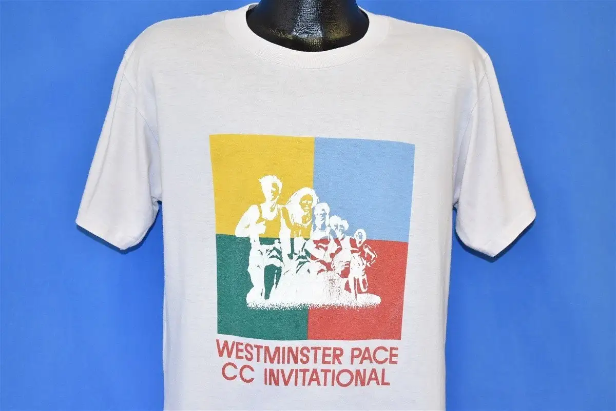 Camiseta invitación Westminster Pace Cross Country de los años 80 grande