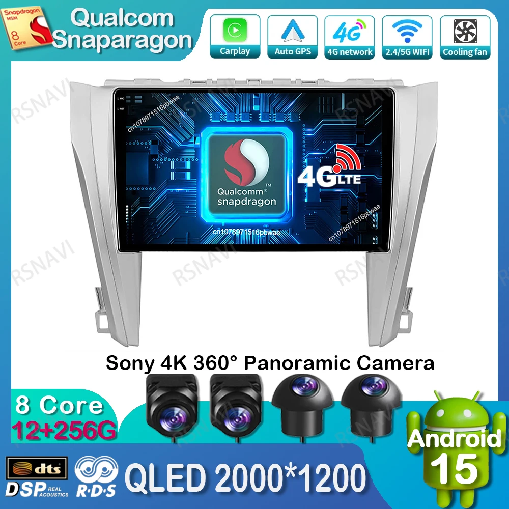 

Android 15 Car Radio For Toyota Camry 7 XV 50 55 2011 - 2014 Qualcomm Stereo Navigation DVD Head Unit 4G LTE QLED 5G WIFI GPS BT