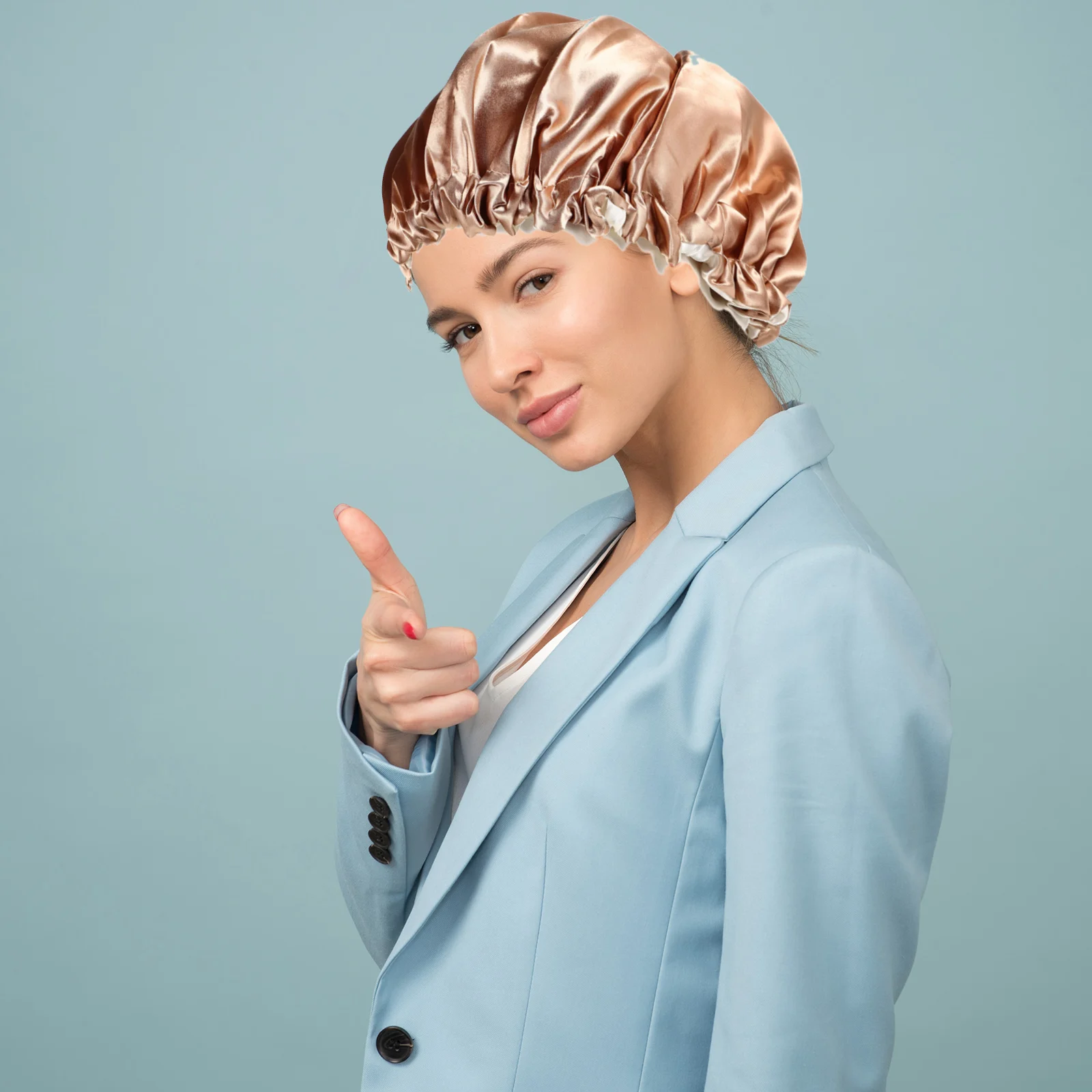 

2Pcs Satin Bonnet Women Sleep Bath Hat Large Elastic Straps Protect Hair Smooth Silk Breathing
