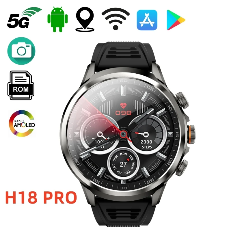 

H18 PRO 1.95 Large Screen 1880mah Battery 4G Android Smart Watch Support GPS WIFI 256GBROM Google Play Store HD Video Call Watch