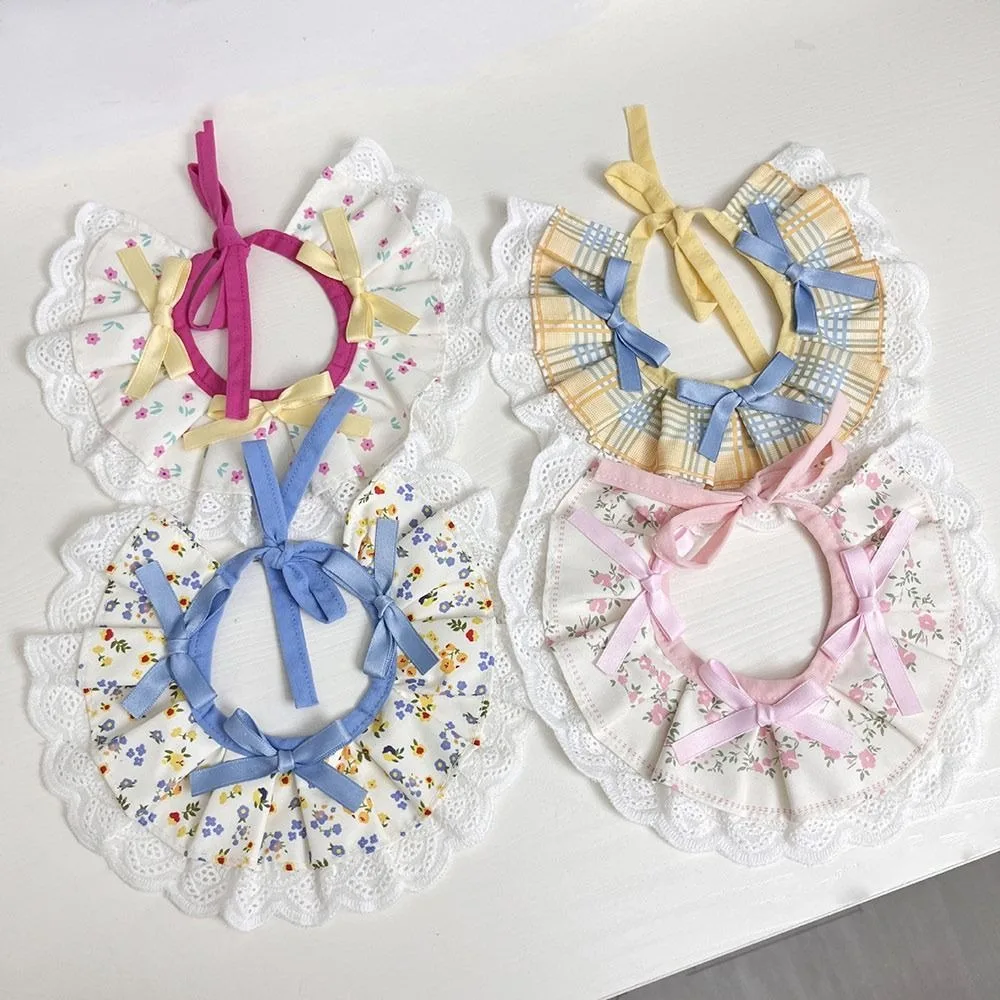 New Floral Pattern Decorative Bib Checkered Pattern Dress-Up Accessory Pet Bib Decorative Style Cloth Neckwear Accessories