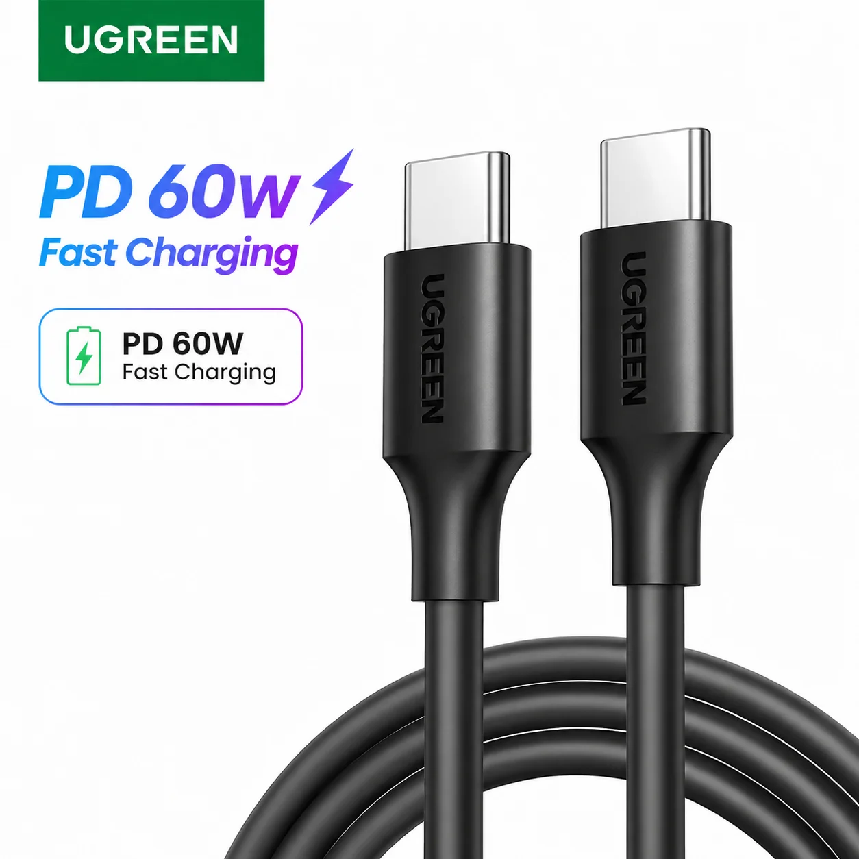 Ugreen usb c para usb c cabo pd60w para iphone 17 16 15 macbook ipad cabo de carregamento rápido 20v 3a tipo c carregador rápido cabo pd usb c