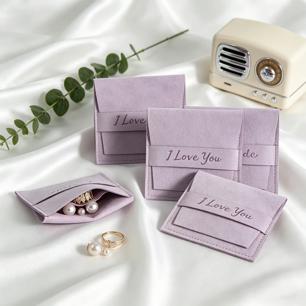 

50/100Pcs Jewelry Pouch with Divider Custom Logo Luxury Microfiber Jewellry Package Gift Bag for Necklace Rings Earrings Brooch