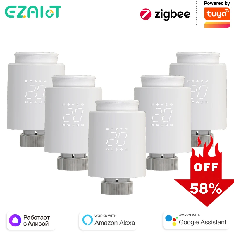 EZAIOT Tuya ZigBee Smart TRV Thermostatic Valve Thermostat Radiator Actuator Temperature Controller Voice Alexa Google Home Alic