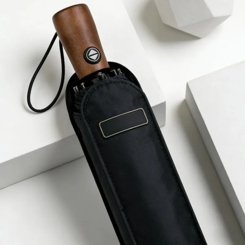 Wooden Handle Folding Umbrella Windproof 10 Ribs Big Size Strong Golf Umbrella Men Women Large Fully Automatic Umbrella Foldable