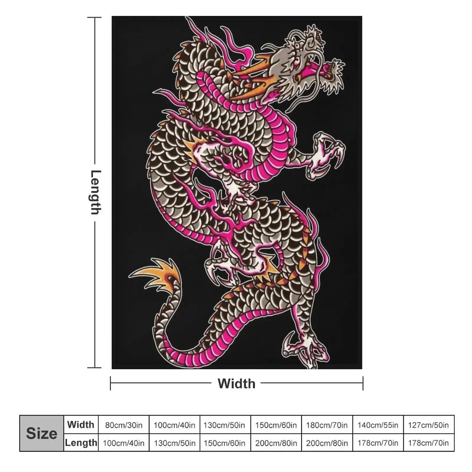 Traditional Japanese Dragon Tattoo Throw Blanket couch cozy soft plush fuzzy picnic outdoor blanket