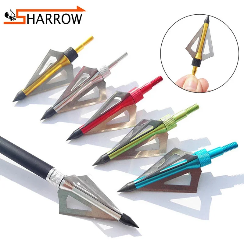 

6pcs Archery 3 Blades Arrowhead Short Arrow Hunting Steel Broadheads Carbon Fiberglass Arrow Shooting Point Tips SHARROW