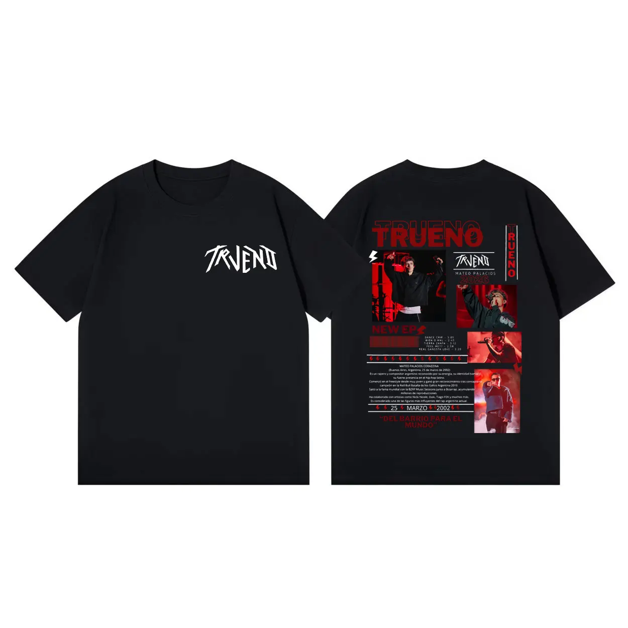 

Rapper Trueno Tour 2026 Graphic T Shirts Men Women Hip Hop Vintage Short Sleeve T-shirts Summer Fashion Casual Oversized T-shirt
