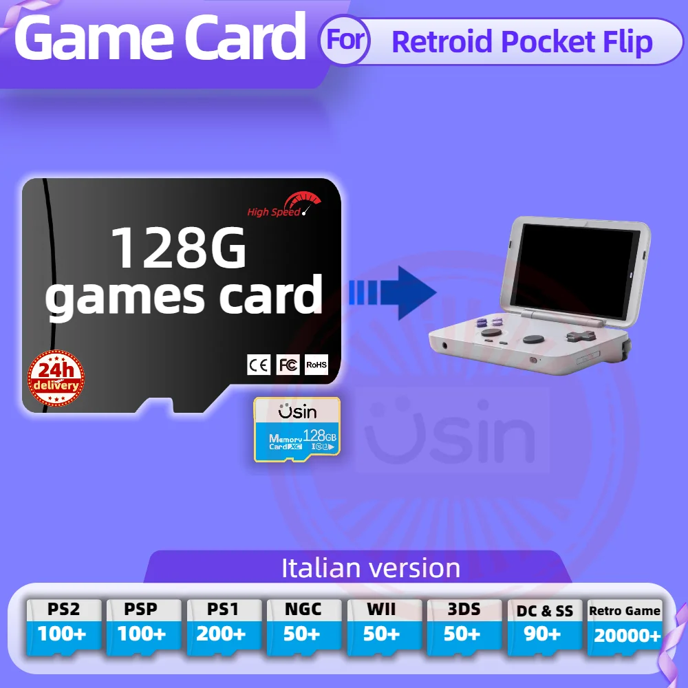 Memory Game Card For Retroid Pocket Flip 4 Pro Italian version Retro PS2 PSP Games Android Gaming portable Console SD TF 128G