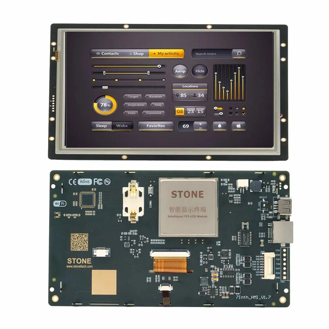 

SCBRHMI I series:7" Resistive Touchscreen Smart HMI TFT LCD Module for Industry Control