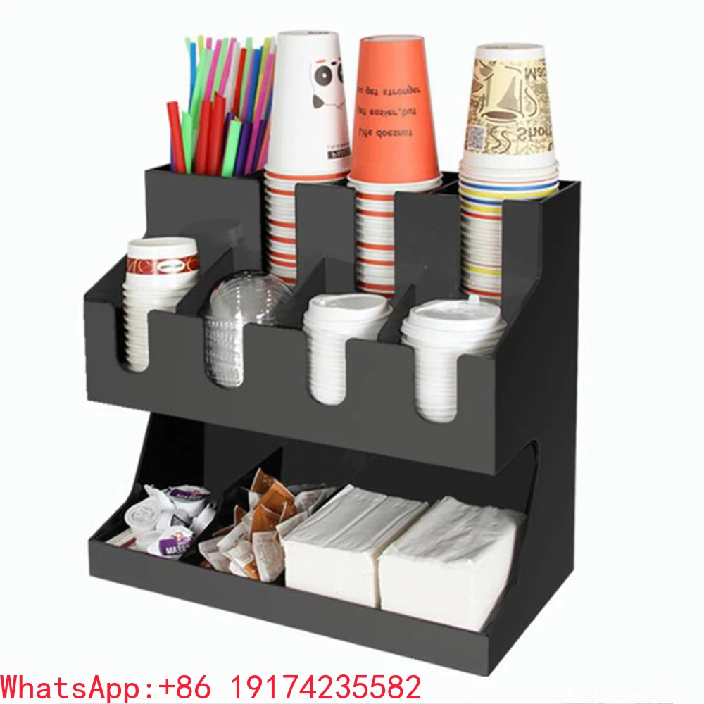 

Commercial Catering Coffee Shop Table Stand Holders Sugar Counter Rack Paper Cup Bar Organizer