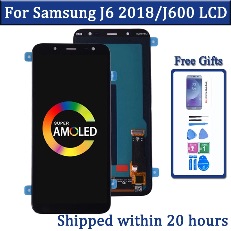 

Super AMOLED для Samsung J6 2018 J600 J600F J600Y, ЖК-экран и сенсорная стеклянная панель в сборе