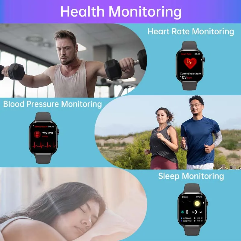 WM الساعات الذكية 2.01 "HD شاشة جهاز تعقب للياقة البدنية للهواتف أندرويد وiOS مراقب معدل ضربات القلب ساعة رياضية للرجال والنساء W55 #5