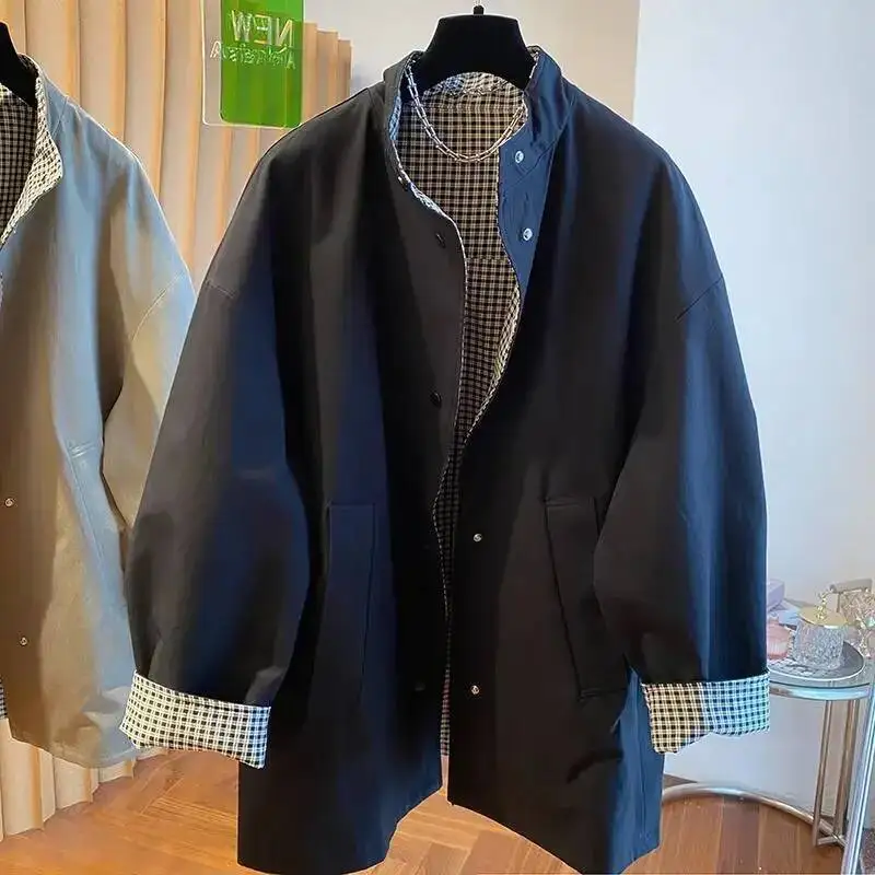 الفرنسية حجم كبير طوق فضفاض منقوشة معطف المرأة الربيع والخريف مزاجه جديد الموضة جوكر التباين سترة واقية غير رسمية. #5