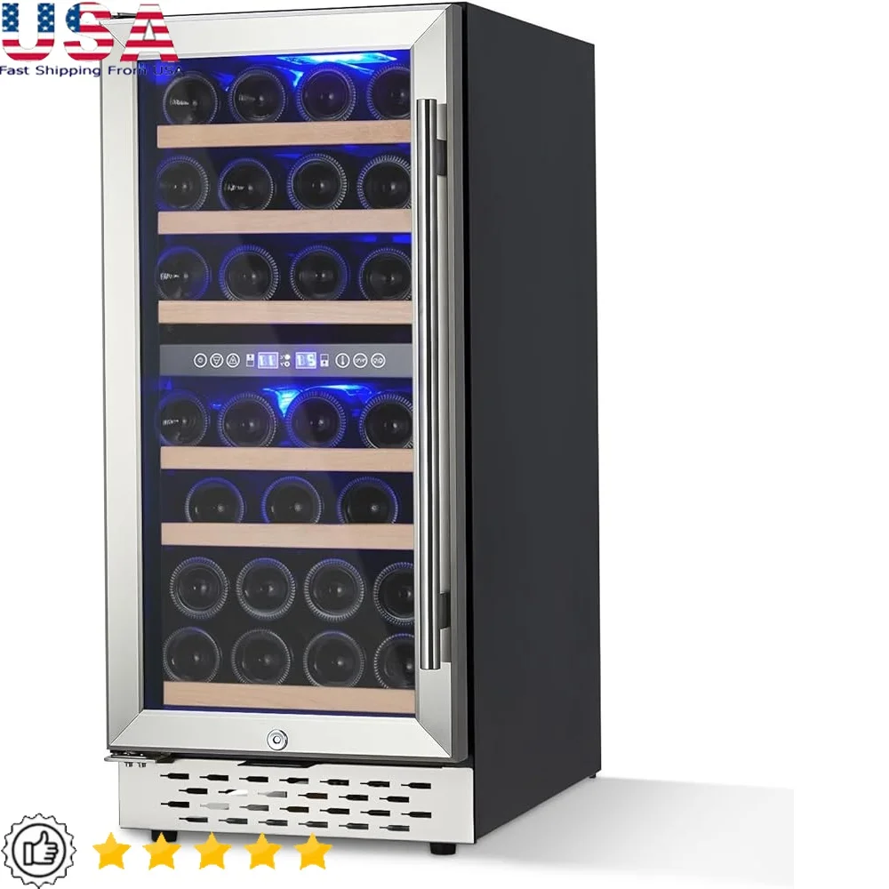28 زجاجة من ثلاجة النبيذ، تحكم رقمي، فائقة الهدوء، قائم بذاته، مبرد نبيذ مدمج، أرفف قابلة للتعديل، مطبخ مثالي