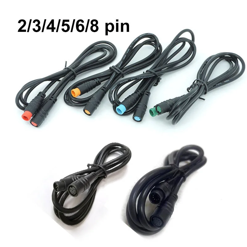 M8 2 3 4 5 6 8 Pin 1M E-bike Speed Sensor male to female M/F Extension connector Cable Electric Bicycle Waterproof Ebike Wire