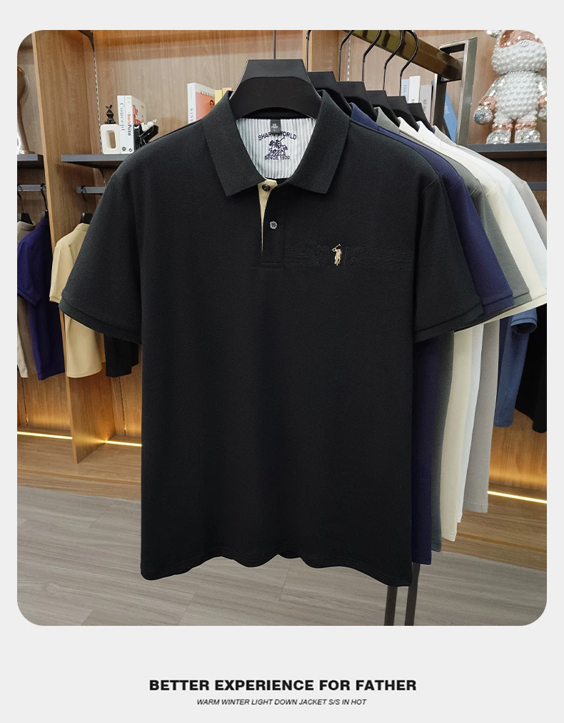 High-End-Marke Stickerei Kurzarm POLO Shirt Männer Flip Golf-Tops Sommer Komfort Seide Baumwolle Mode Business Leisure Paul T-Shirt – Detail 23